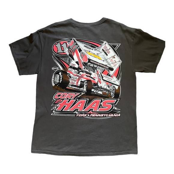 Sprint Car Racing Front Back Graphic Tee Cory Haas York PA 11 Size L Grey - Picture 2 of 6